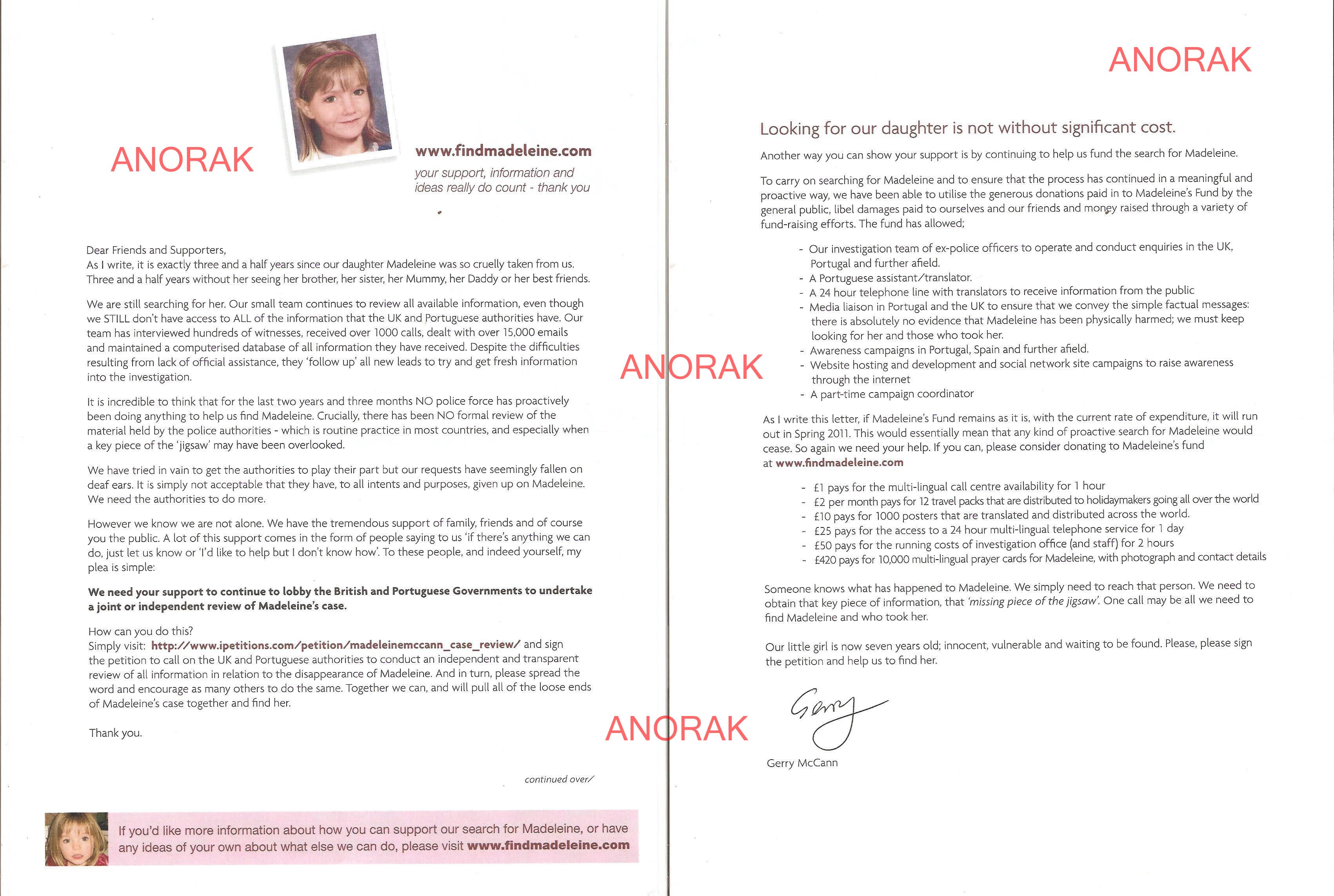 madeleine mccann letter Madeleine: First Extracts Of Kate McCanns Book 