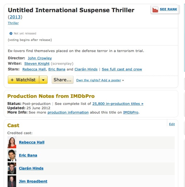 Untitled International Suspense Thriller movie