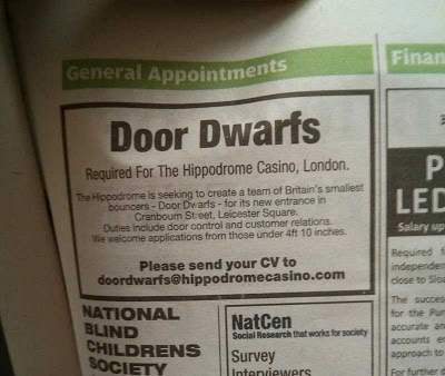 Hippodrome Casino Door Dwarfs London Hipperdrome Wants Dwarf Doormen For New Tiny Entrance