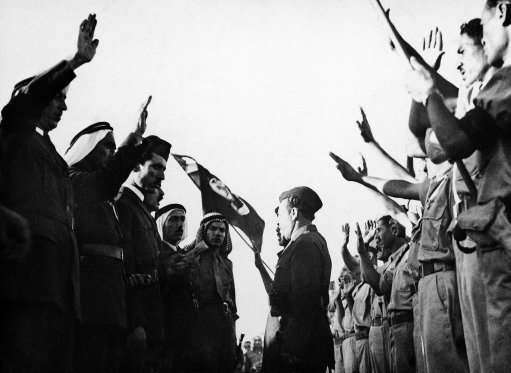 Volunteer Arab soldier for the private Army of the Jerusalem Grand Mufti are sworn in on December 15, 1947 at Abu Dis, a small Palestinian village, near Jerusalem, Israel. 