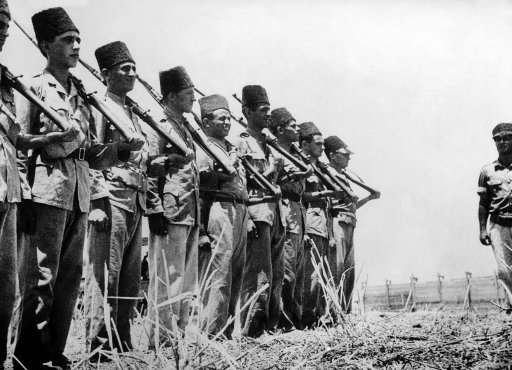 Volunterr Jewish soldiers who prevent interference with the American-Jewish colonies in Palestine, Israel on August 23, 1938. They are being called upon a lot during the present Palestine Troubles.