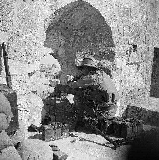 British troops in action in Palestine, Israel on Oct. 19, 1938, during the reconquest of old Jerusalem from great rebel. 