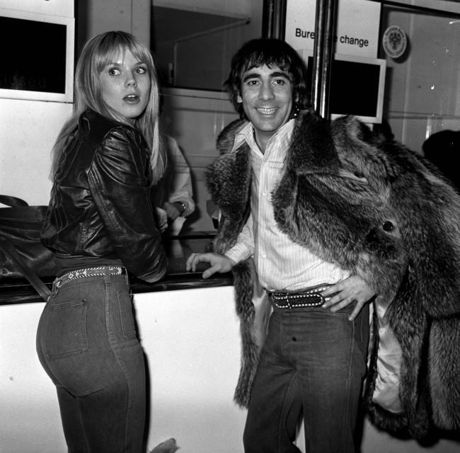 Keith Moon, the eccentric drummer of The Who, at Heathrow Airport with his girlfriend Annette Walker-Lax, on return from the United States. PA/PA Archive/Press Association Images