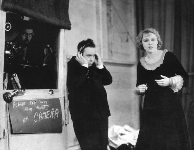 Alfred Hitchcock and Anny Ondra in 1929 during the production of Blackmail.