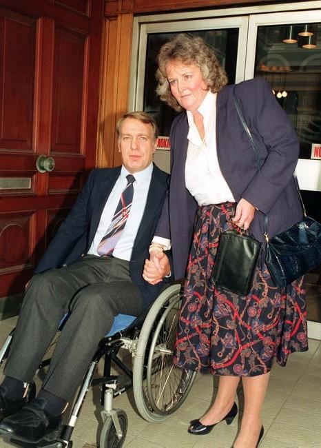 Captain Kevin Hunt and his wife Rosie outside their solicitors' office in London. * 07/02/1996 Received a six-figure sum in compensation from his employers British Midland following the Kegworth aircrash in January 1989. 