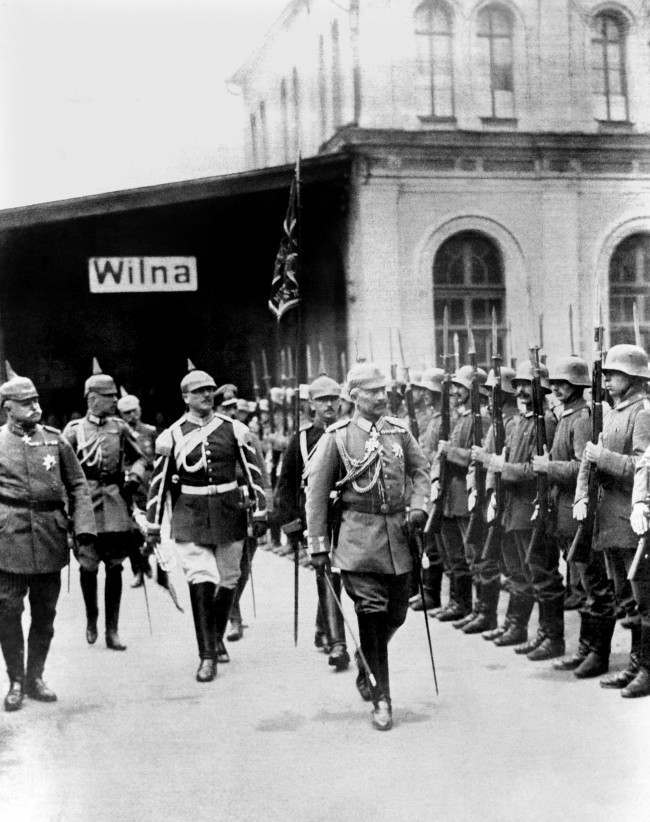 Kaiser Wilhelm II at Wilna in Poland in 1917