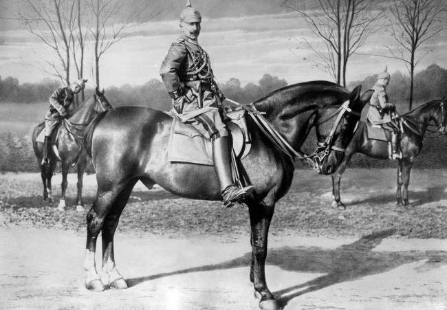 Kaiser Wilhelm II on horseback in 1915.