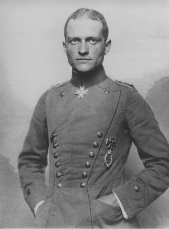 Baron Manfred von Richthofen, leader of Germany's Flying Circus and airplane ace known as the "Red Baron" during World War I, is shown in this photo. The ace flyer, whose planes were painted red, was nicknamed the "Red Baron" by the British. (AP Photo)