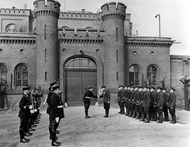 Undated image of the changing of the guard at Spandau war criminals prison in Berlin, Germany in the post-war era. 