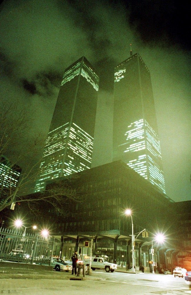  In this file photo of Feb. 26, 1993, the twin towers of the World Trade Center in New York City are shown in the aftermath of an explosion earlier that day. 