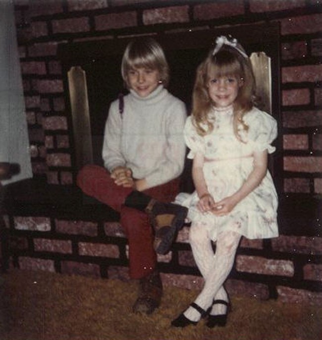 Kurt Cobain's sister, shows a young Kurt Cobain, left, and Kim in their childhood home in Aberdeen, Washington, USA. 