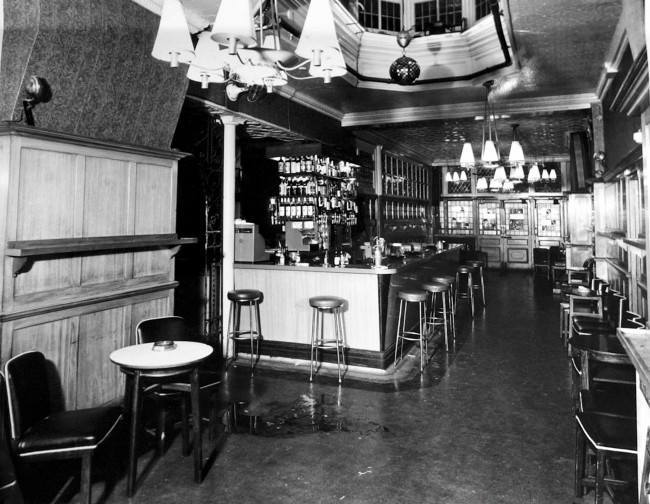 A police photograph showing blood stains on the floor inside the Blind Beggar public house in Whitechapel where George Cornell was killed. Kirsty Wigglesworth/PA Archive/Press Association Images