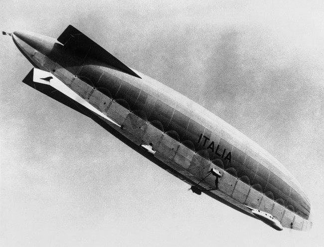 The Airship Italia, under the command of Italian General Umberto Nobile, left Stolp, on the coast of Pomerania, Germany, on the second stage of the flight from Italy to the North Pole. Every detail of the departure was described by wireless throughout Germany. The "Italia" in flight on May 3, 1928.