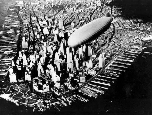 - In this Nov. 2, 1931 file photograph, the USS Navy Air Cruiser Akron flies over lower Manhattan's financial district in New York City. The Akron went down in a violent storm off the New Jersey coast. The disaster claimed 73 lives, more than twice as many as the crash of the Hindenburg, four years later. The USS Akron, a 785-foot dirigible, was in its third year of flight when a violent storm sent it crashing tail-first into the Atlantic Ocean shortly after midnight on April 4, 1933