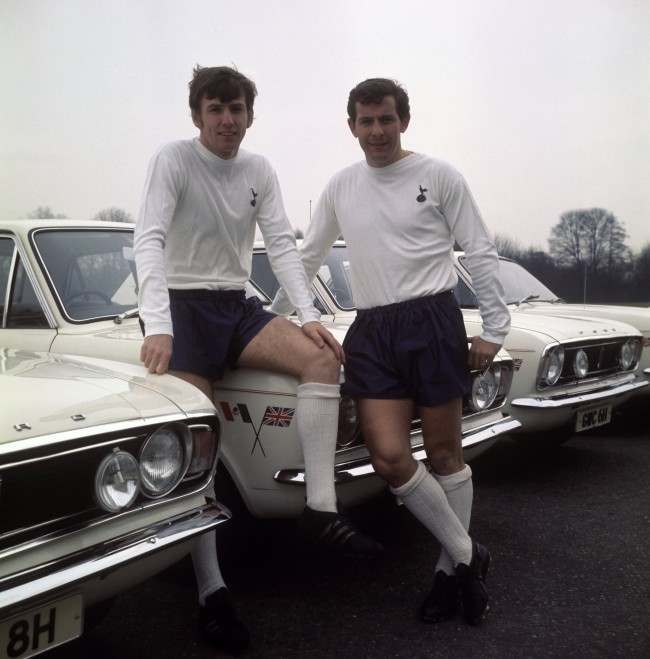 England and Tottenham Hotspur players Martin Peters (left) and Allan Mullery