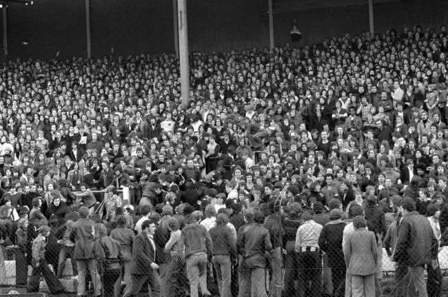 Fighting spectators befor the start of Chelsea's League Division Two promotion battle against Millwall at Stamford Bridge. Ref #: PA.2012128  Date: 12/02/1977