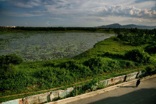 *A woman walks next to a highly contaminated pond around the grounds of the Danang airbase in Danang, Vietnam, int this May 21, 2007, file photo. More than 30 years after the Vietnam War ended, the poisonous legacy of Agent Orange has emerged anew with a scientific study that has found extraordinarily high levels of health-threatening contamination at the former U.S. air base at Danang. 