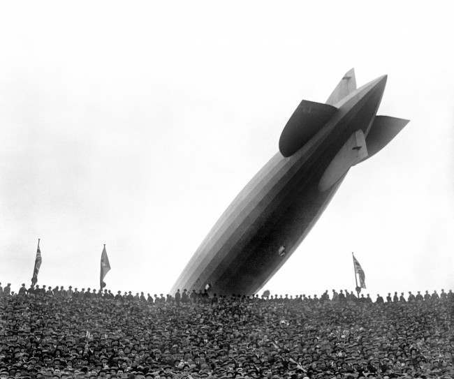 The Graf Zeppelin flies low over Wembley during the FA Cup Final