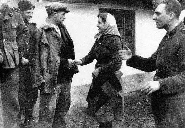 Parting with brother-volunteer of the 14th SS division, Western Ukraine, May, 1944