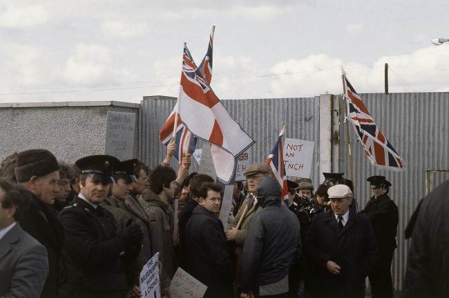 Protests regarding hunger striker Bobby Sands in April, 1981 in Northern Ireland.