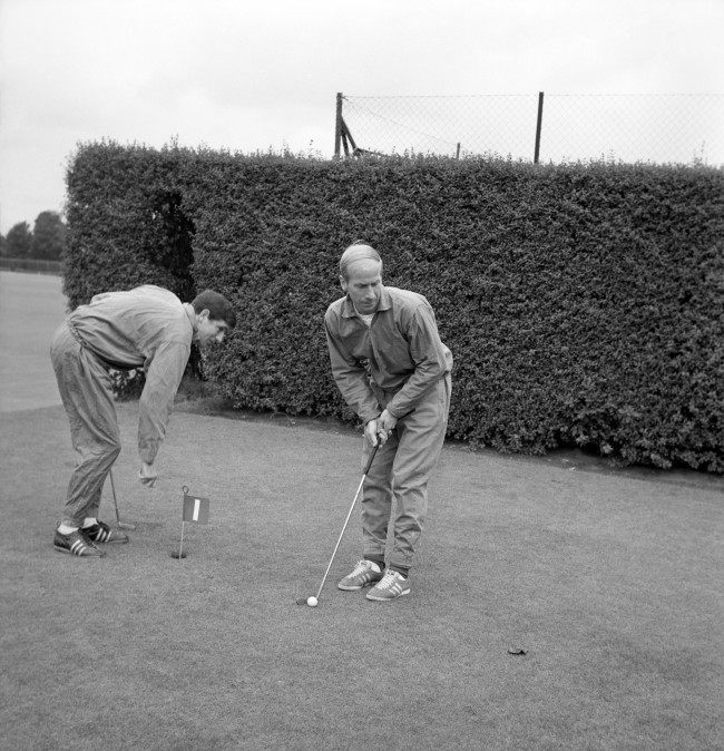 Bobby Charlton playing golf at Roehampton, London, before tomorrow's World Cup final match against West Germany at Wembley. Ref #: PA.17724872  Date: 29/07/1966