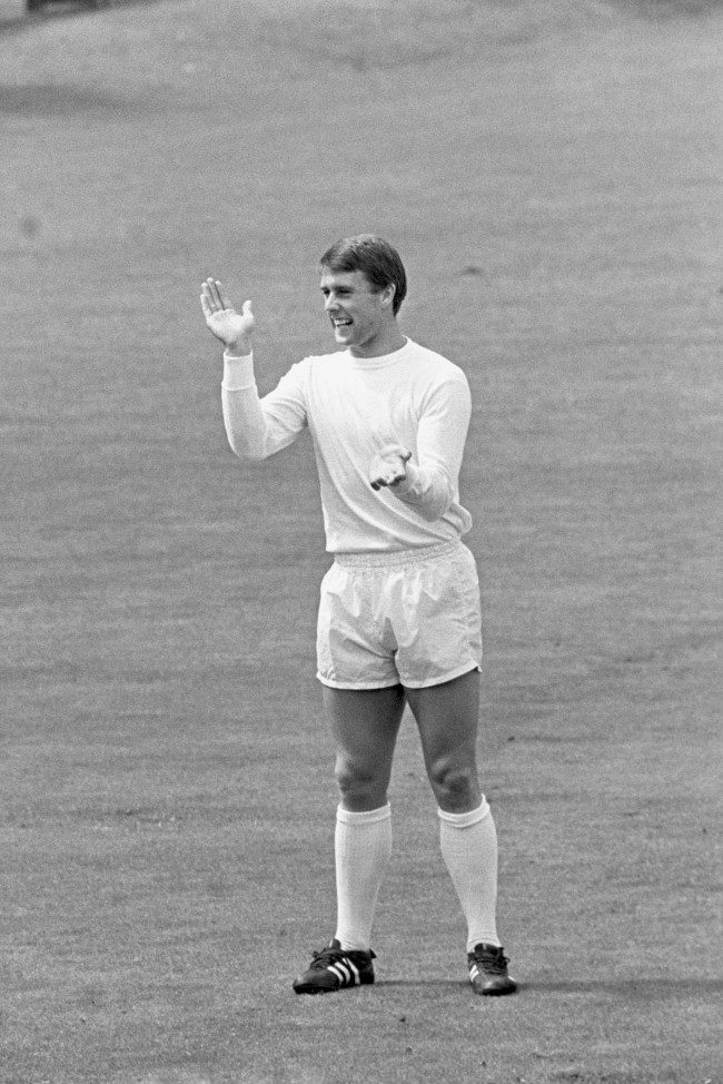 England striker Geoff Hurst shows his approval at some nice work on the cricket field during a light-hearted game. Ref #: PA.2658963  Date: 25/07/1966