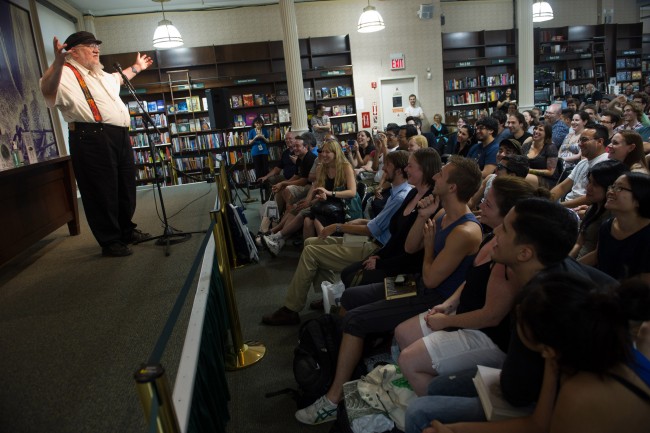 Author George R.R. Martin appears at a book signing for "A Dance with Dragons" at Barnes & Noble in New York, Thursday, July 14, 2011. HBO's "Game of Thrones," based on RR Martin's epic fantasy novels, was nominated for an Emmy for best drama series on Thursday. (AP Photo/Charles Sykes) Ref #: PA.11200264  Date: 14/07/2011