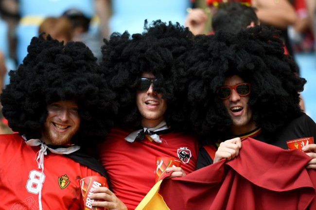 Dutch fans cheer for their national team before the group B World Cup soccer match between the Netherlands and Chile at the Itaquerao Stadium in Sao Paulo, Brazil, Monday, June 23, 2014. (AP Photo/Thanassis Stavrakis)