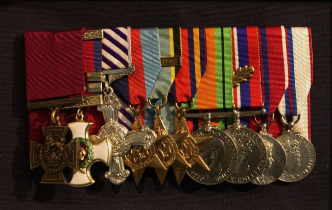 Cheshire's medal group on display at the Imperial War Museum.