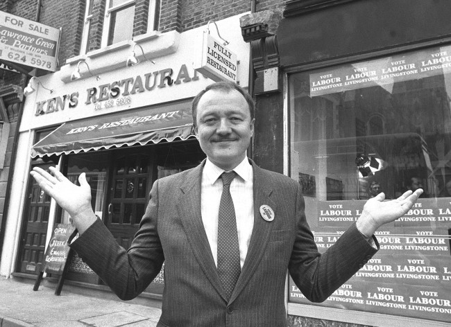Mr Ken Livingstone, former leader of the GLC, and labour parliamentary candidate for the Brent East constituency, outside his campaign office. Ref #: PA.1653815  Date: 19/05/1987 