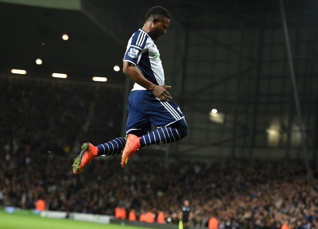 West Bromwich Albion's Stephane Sessegnon celebrates scoring his sides first goal of the game during the Barclays Premier League match at The Hawthorns, West Bromwich.