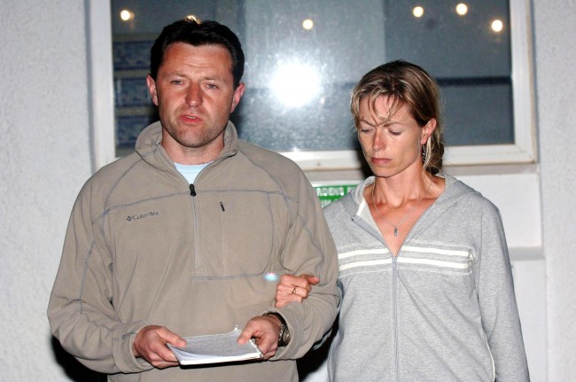 Gerry McCann, with his wife Kate, gives a statement to the press in the Algarve village of Praia Da Luz, where their daughter, three-year-old Madeleine McCann, went missing on Thursday evening. Picture date: Saturday, May 5, 2007. Madeleine was last seen by her father sleeping soundly at around 9pm on Thursday at the Ocean Club resort in the seaside village in the south-western Algarve. At 10pm, when her mother Kate went to check on her, she found the shutter slid up, the bedroom window open and her daughter gone. See PA story POLICE Portugal. Photo credit should read: Steve Parsons/PA Wire Date: 05/05/2007