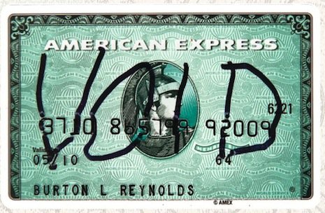 Burt Reynolds voided American Express card, opening bid $100-200