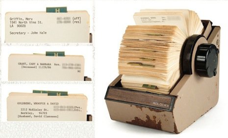 Burt Reynolds Rolodex, opening bid $300-500