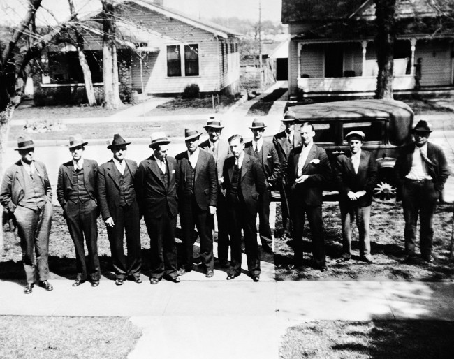 These are the twelve Morgan Country Alabama men, chosen to weigh the evidence in the trial of Heywood Patterson, 19-year-old and first of seven to face re-trial in the Scottsboro attack case. The jury is shown at Decatur, Ala., April, 2,1933 where the case is being tried. (AP Photo). Ref #: PA.9983477  Date: 02/04/1933
