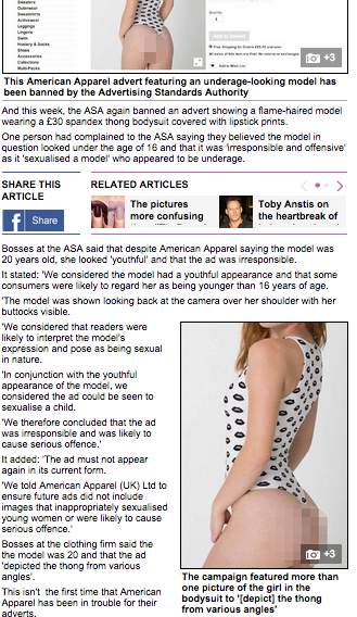 American apparel banned advert daily mail