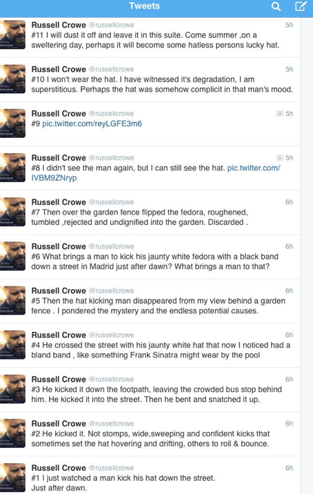Russell cRowe hat twitter 