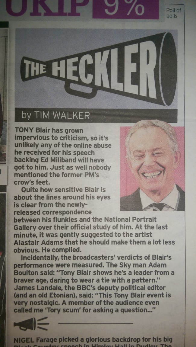 DAily Mirror Tony Blair 