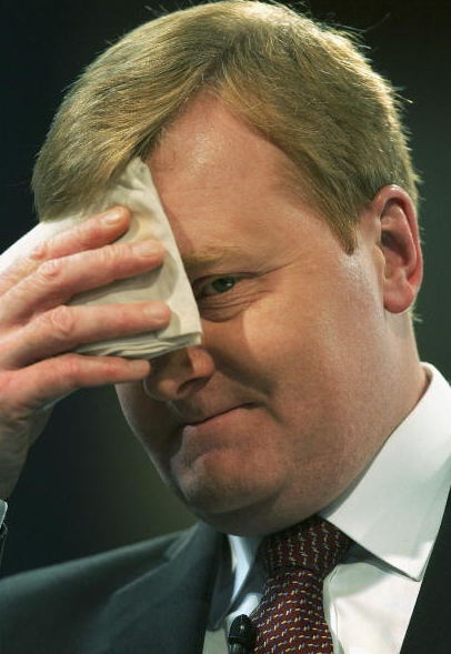 Charles Kennedy leader of The Liberal Democrats wipes his brow during his speech at the party conference on September 22, 2005 in Blackpool, England. During a passionate speech Mr Kennedy pledged to lead his party into the next election and called on prime minister Tony Blair to make a timetable of the withdrawl of British troops from Iraq. 