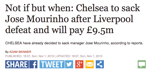 Mourinho sacked