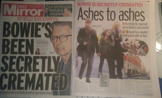 bowie cremated