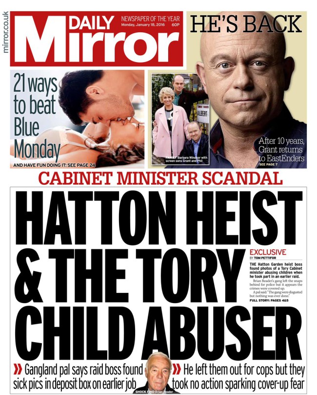 daily mirror front pages
