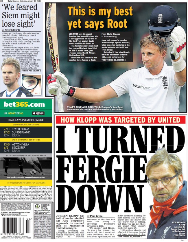 Klopp backpage Manchester United