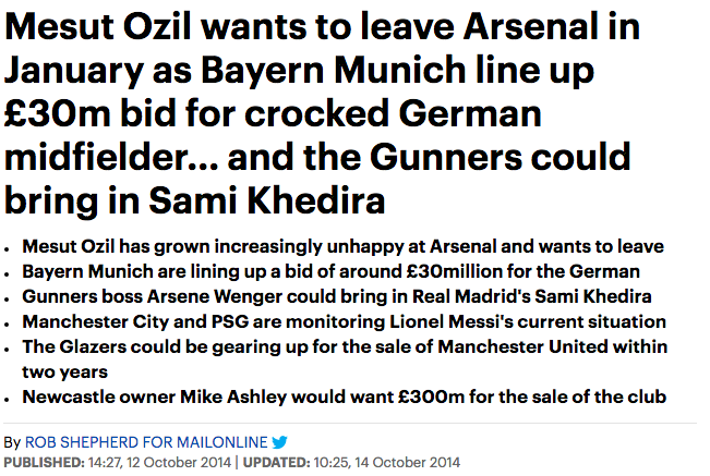 daily mail arsenal