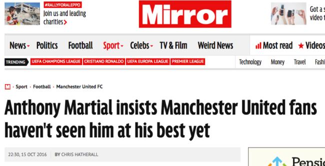anthony martial daily mirror