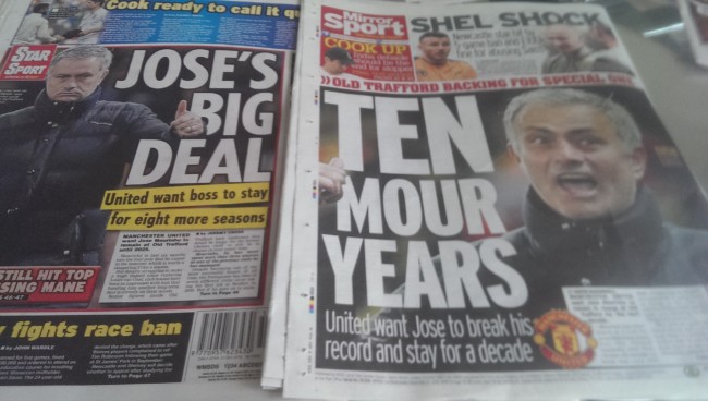 Mourinho newspapers Manchester United