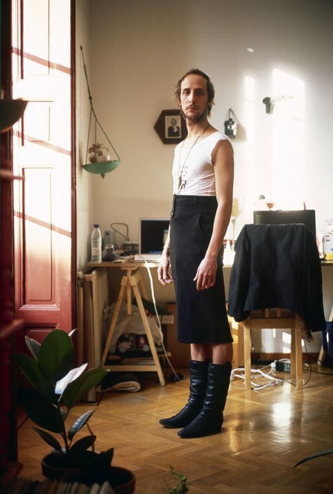 Anorak News | Portraits of men wearing their girlfriends’ clothes is