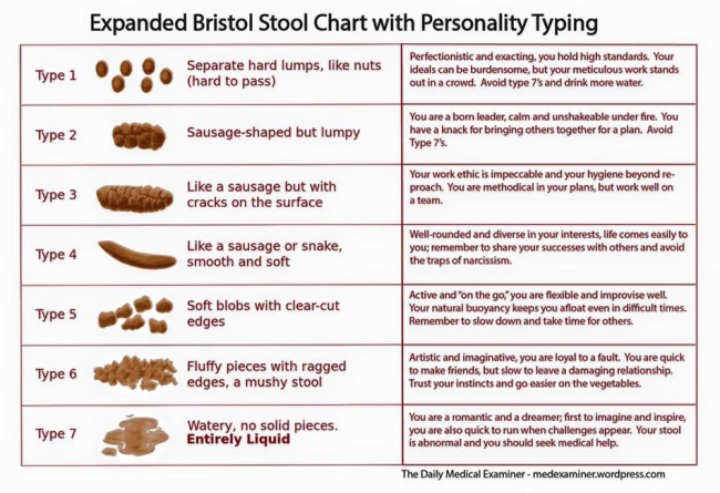 Anorak News | Find your personality in your poo with this handy chart