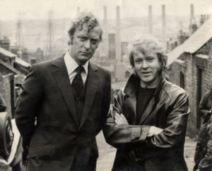 July 1970: Michael Caine & Ted Lewis on Frank Street in Benwell (now demolished) with the Dunston B Power Station in the distance (demolished in 1986).