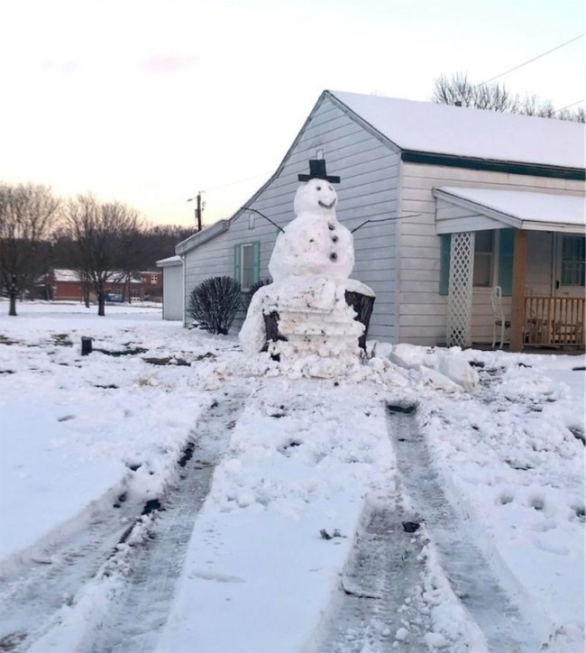 Tree snowman stump car